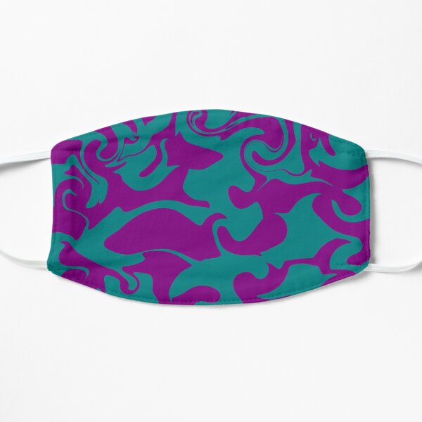 Purple Teal Turquoise and Aqua Green Abstract Art Pattern Design Flat Mask