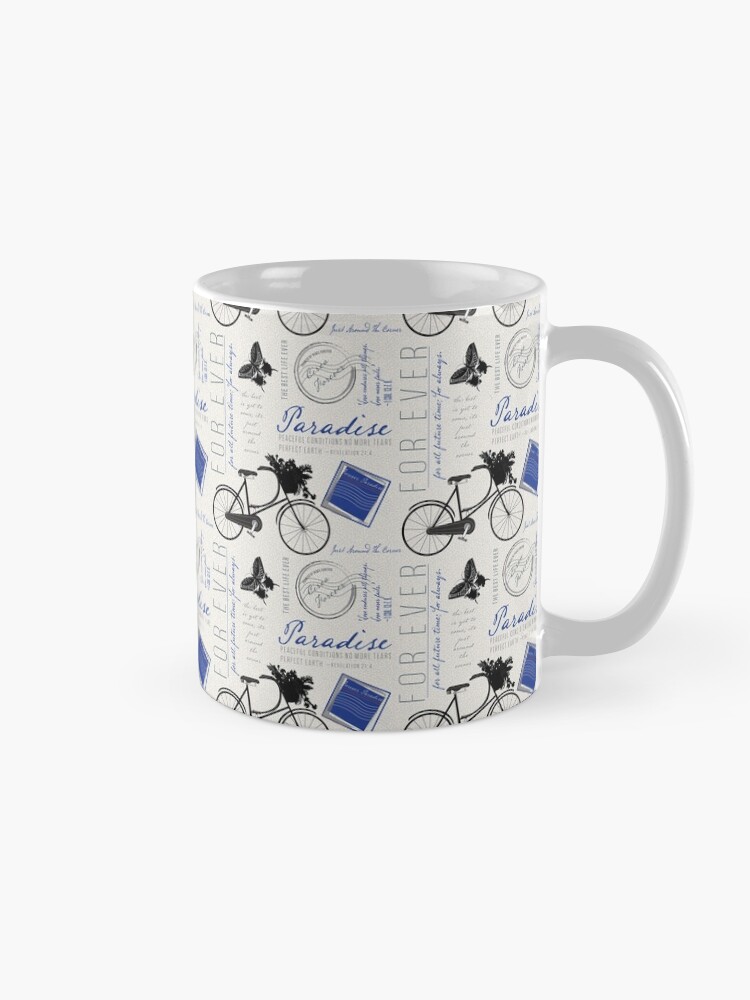 Alternate view of Just around the corner in royal blue Coffee Mug