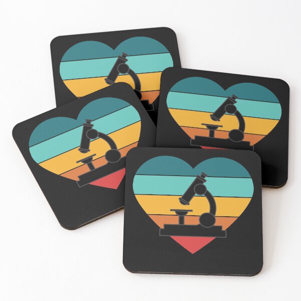 Item preview, BLUE HEART SHAPED RETRO SUNSET MICROSCOPE SCIENCE designed and sold by Hippiesole.