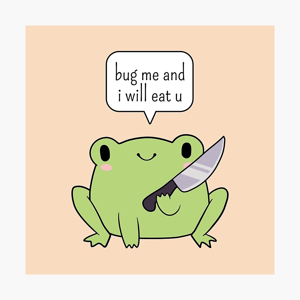 Cute frog with a knife