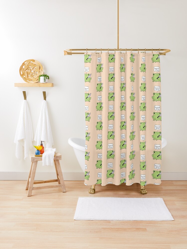 Cool Peace Frog Shower Curtain, Cute Frog Bathroom Decor, Retro