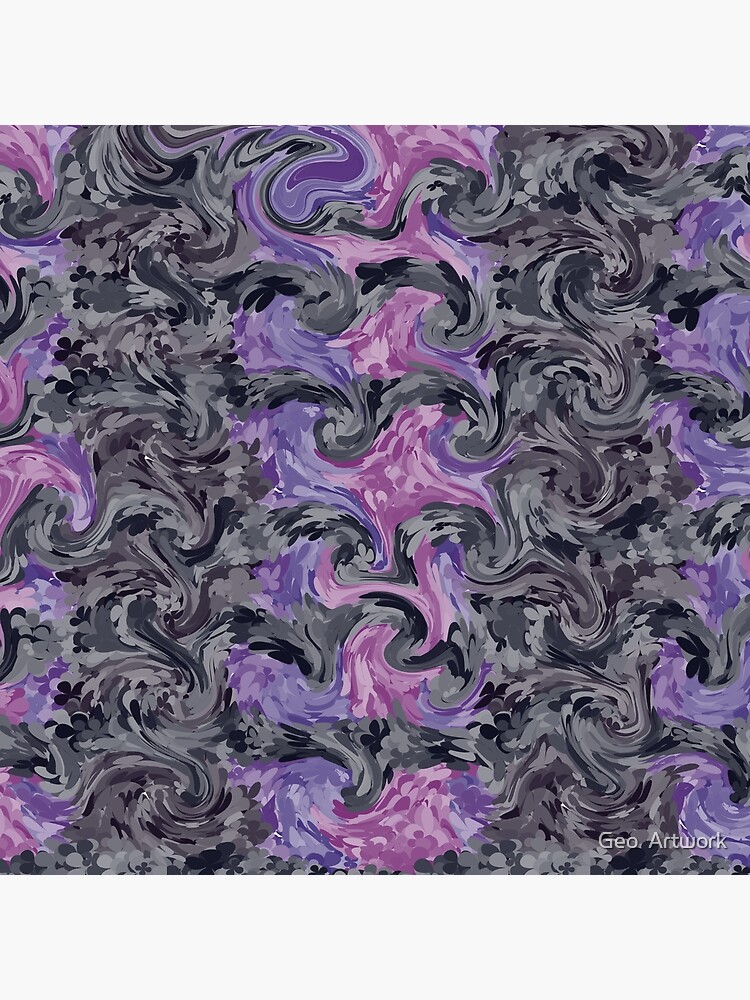 Thumbnail 3 of 3, Throw Pillow, Flowered Purple Grey Swirl Abstract Art Pattern Design designed and sold by BDMcT.