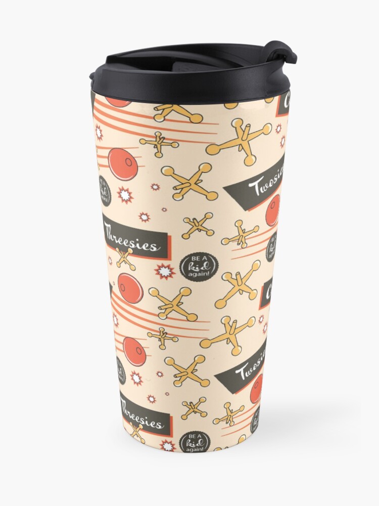 Alternate view of Let's play Jacks - Old Fashioned Fun - Be a Kid Again Travel Coffee Mug