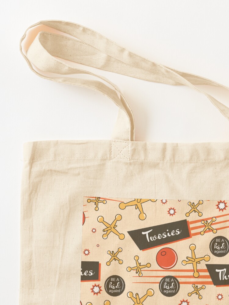 Alternate view of Let's play Jacks - Old Fashioned Fun - Be a Kid Again Tote Bag