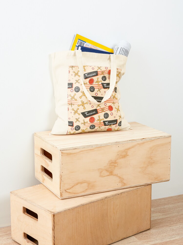 Alternate view of Let's play Jacks - Old Fashioned Fun - Be a Kid Again Tote Bag
