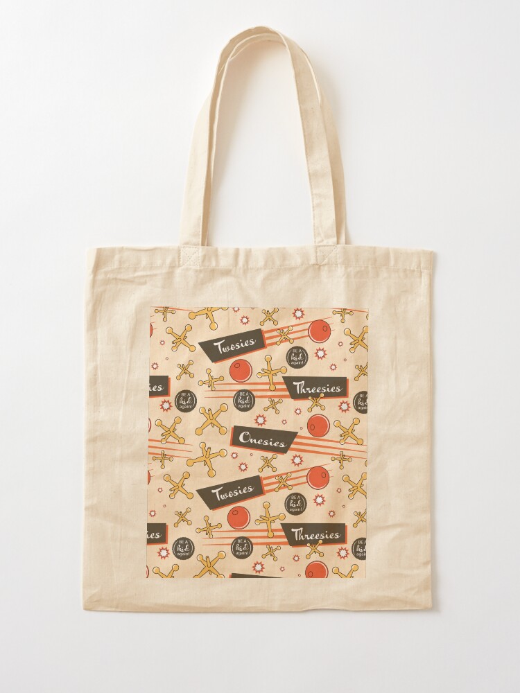 Alternate view of Let's play Jacks - Old Fashioned Fun - Be a Kid Again Tote Bag