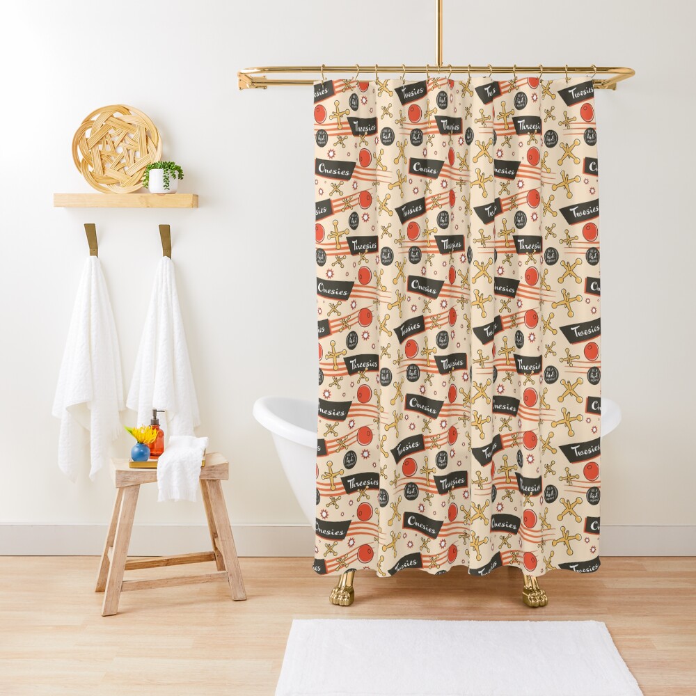 Let's play Jacks - Old Fashioned Fun - Be a Kid Again Shower Curtain