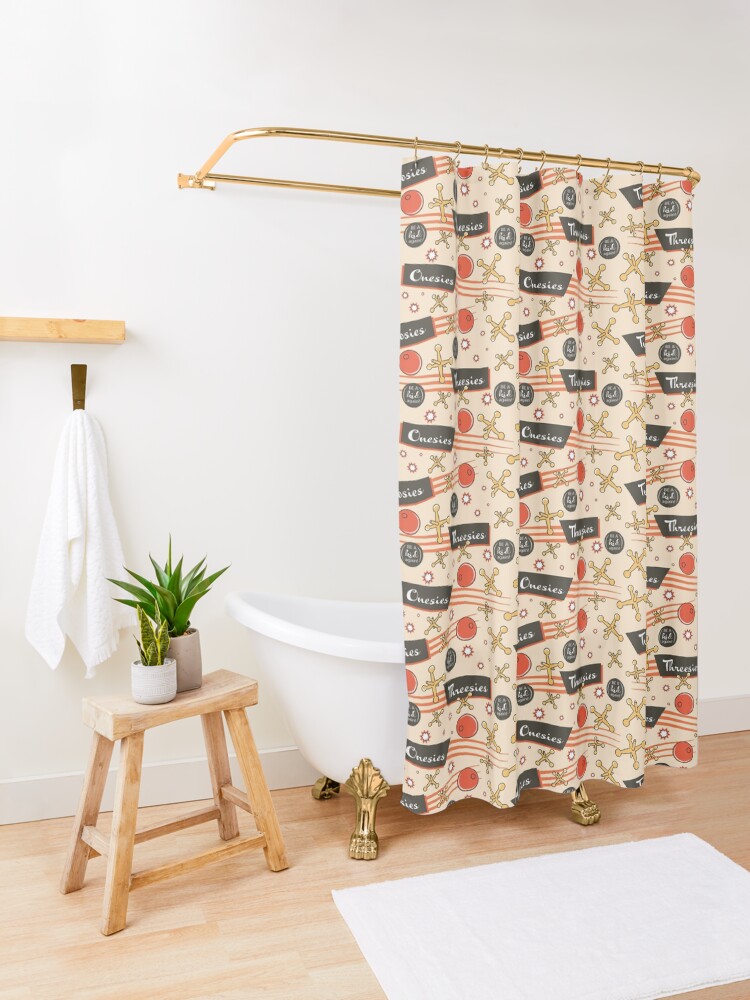 Alternate view of Let's play Jacks - Old Fashioned Fun - Be a Kid Again Shower Curtain