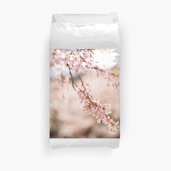 White blossoms in Spring landscape, cherry blossoms Japan Duvet Cover