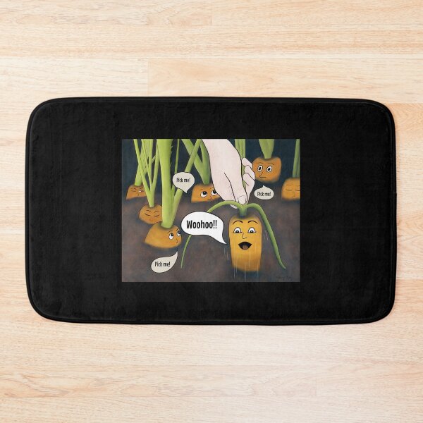 Item preview, Carrots Do Scream  – funny cartoon characters on black background designed and sold by Crystal Raymond.