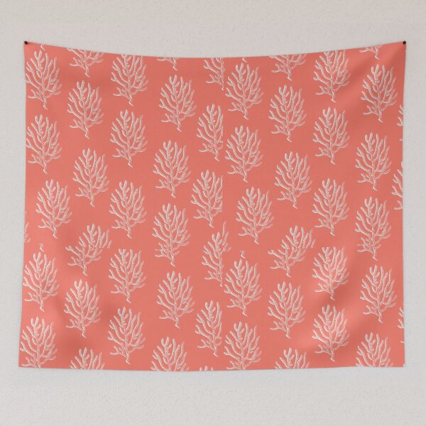 Item preview, coral aloha wear print pattern hawaii salmon pink and white  designed and sold by maplunk.