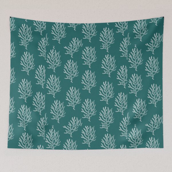 Item preview, coral aloha wear print pattern hawaii teal and white designed and sold by maplunk.