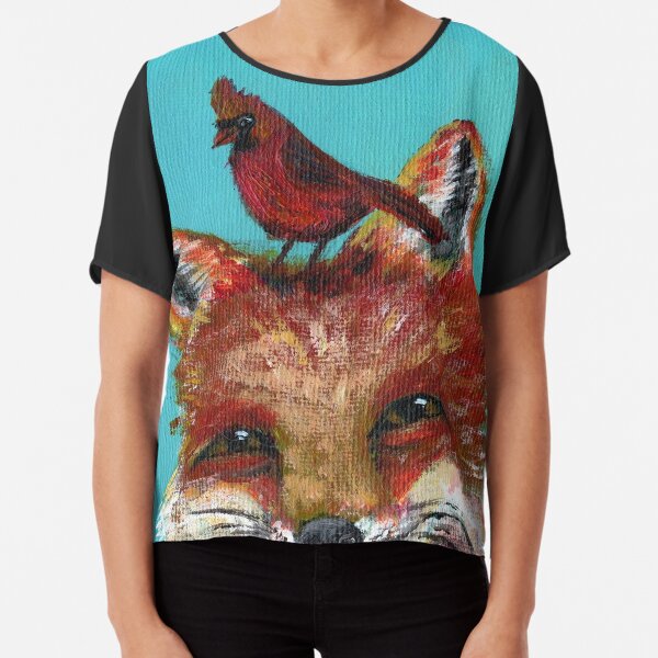 Fox with Cardinal Chiffon Top