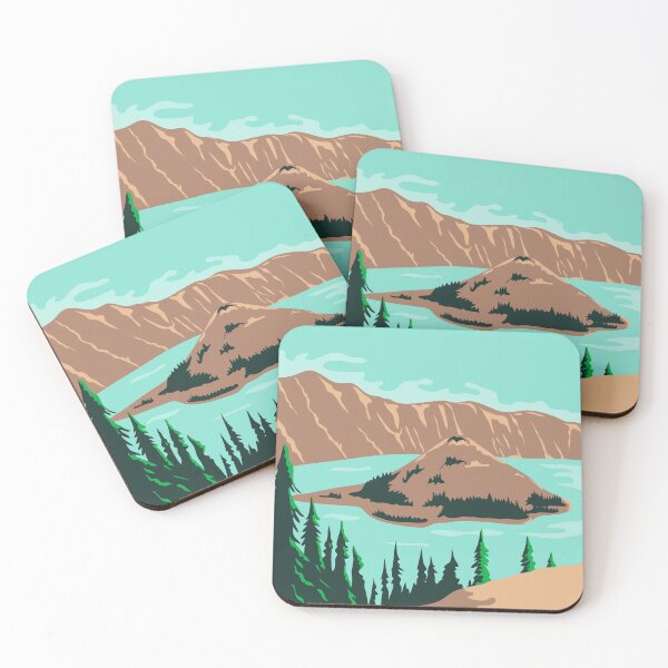 Item preview, Crater Lake National Park in Klamath County Oregon United States WPA Poster Art Color designed and sold by retrovectors.
