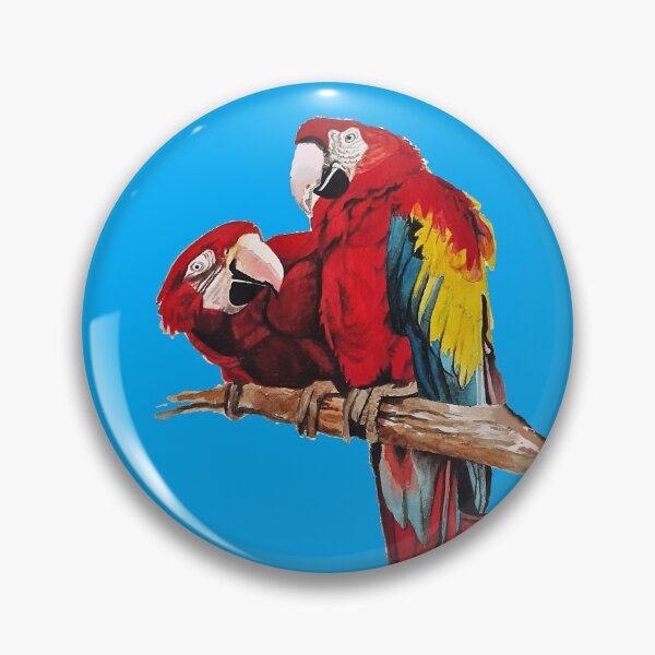 Item preview, Red Macaw Parrot Watercolor Painting on Blue designed and sold by Sarah  Rajkotwala.