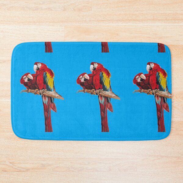 Item preview, Red Macaw Parrot Watercolor Painting on Blue designed and sold by Sarah  Rajkotwala.