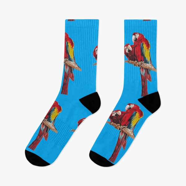 Item preview, Red Macaw Parrot Watercolor Painting on Blue designed and sold by Sarah  Rajkotwala.
