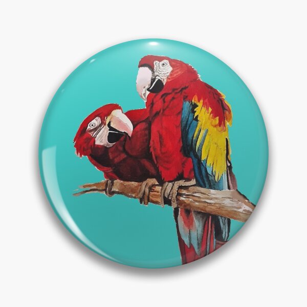 Item preview, Red Macaw Parrot Watercolor Painting on Aqua designed and sold by Sarah  Rajkotwala.
