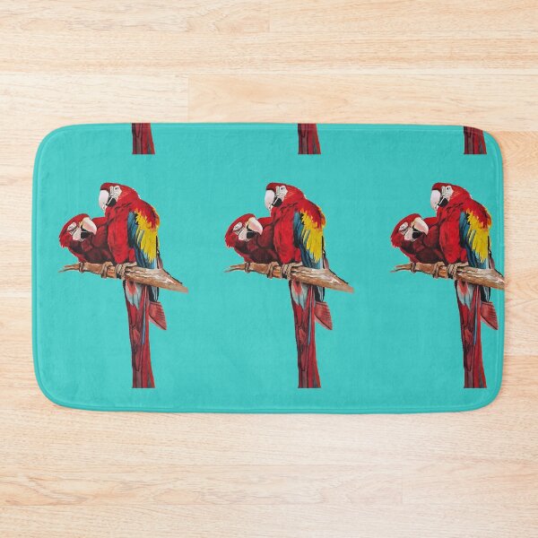 Item preview, Red Macaw Parrot Watercolor Painting on Aqua designed and sold by Sarah  Rajkotwala.