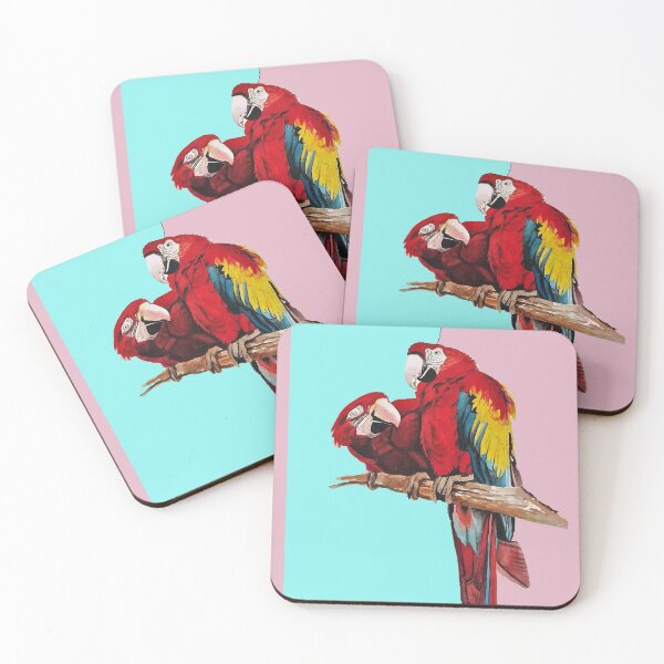 Item preview, Macaw Parrot Watercolor Painting on Aqua and Pink designed and sold by Sarah  Rajkotwala.