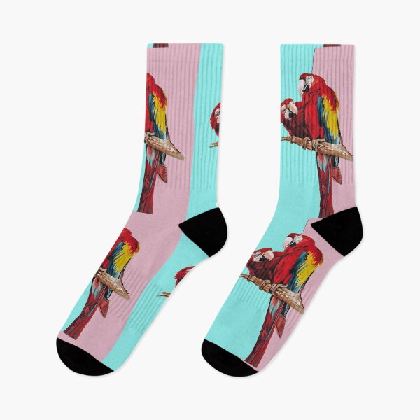 Item preview, Macaw Parrot Watercolor Painting on Aqua and Pink designed and sold by Sarah  Rajkotwala.
