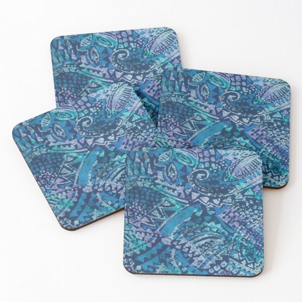 Item preview, Abstract Geometric Batik in Blues designed and sold by Leslie Rogers Todder.