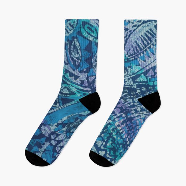 Item preview, Abstract Geometric Batik in Blues designed and sold by Leslie Rogers Todder.