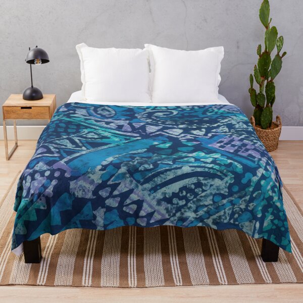 Item preview, Abstract Geometric Batik in Blues designed and sold by Leslie Rogers Todder.