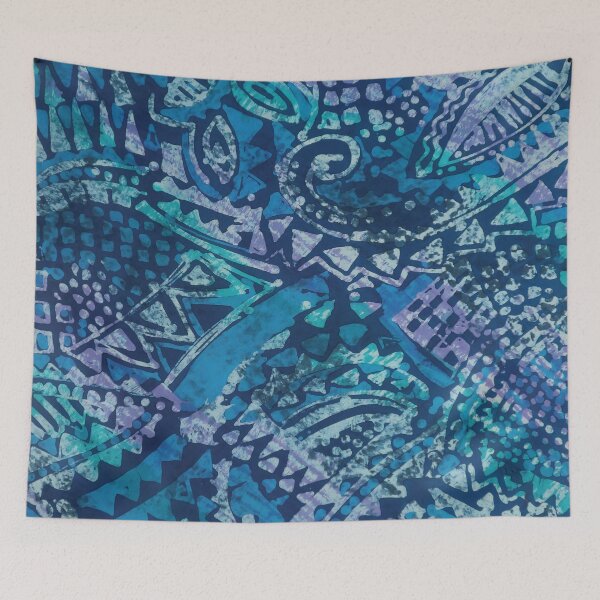 Item preview, Abstract Geometric Batik in Blues designed and sold by Leslie Rogers Todder.
