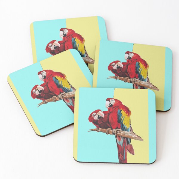 Item preview, Macaw Parrot Watercolor Painting on Aqua and Yellow designed and sold by Sarah  Rajkotwala.