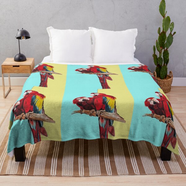 Item preview, Macaw Parrot Watercolor Painting on Aqua and Yellow designed and sold by Sarah  Rajkotwala.