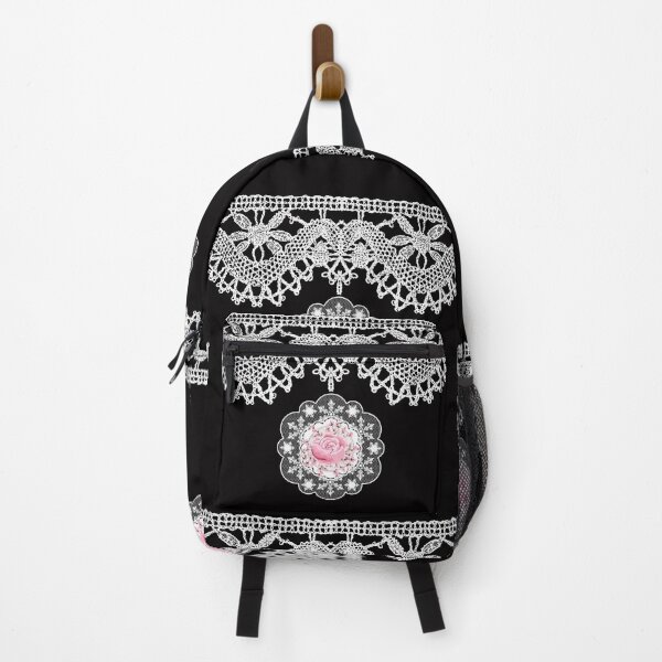 Item preview, Vintage White Lace on Black and Rose designed and sold by SloganExpress.