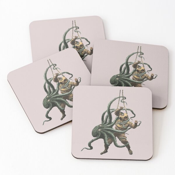 Item preview, Vintage Diver with Diving Helmet Fighting an Octopus designed and sold by urmaddad.