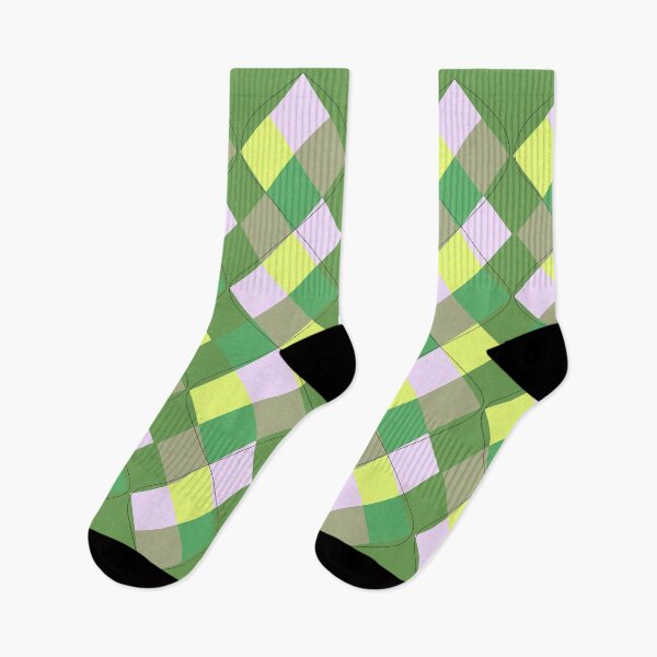 Item preview, Green, Olive Drab, Lemon Yellow Argyle designed and sold by tulipdesign.