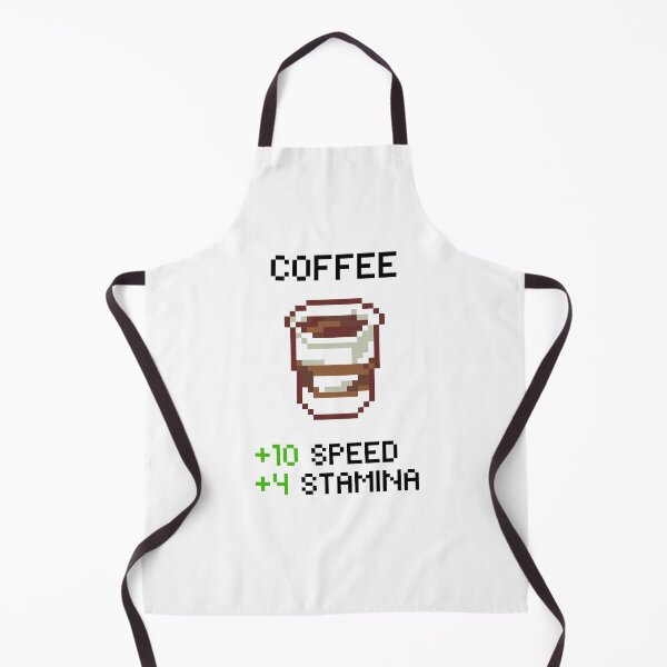 Item preview, funny pixel art coffee item stats designed and sold by AverageApparel.