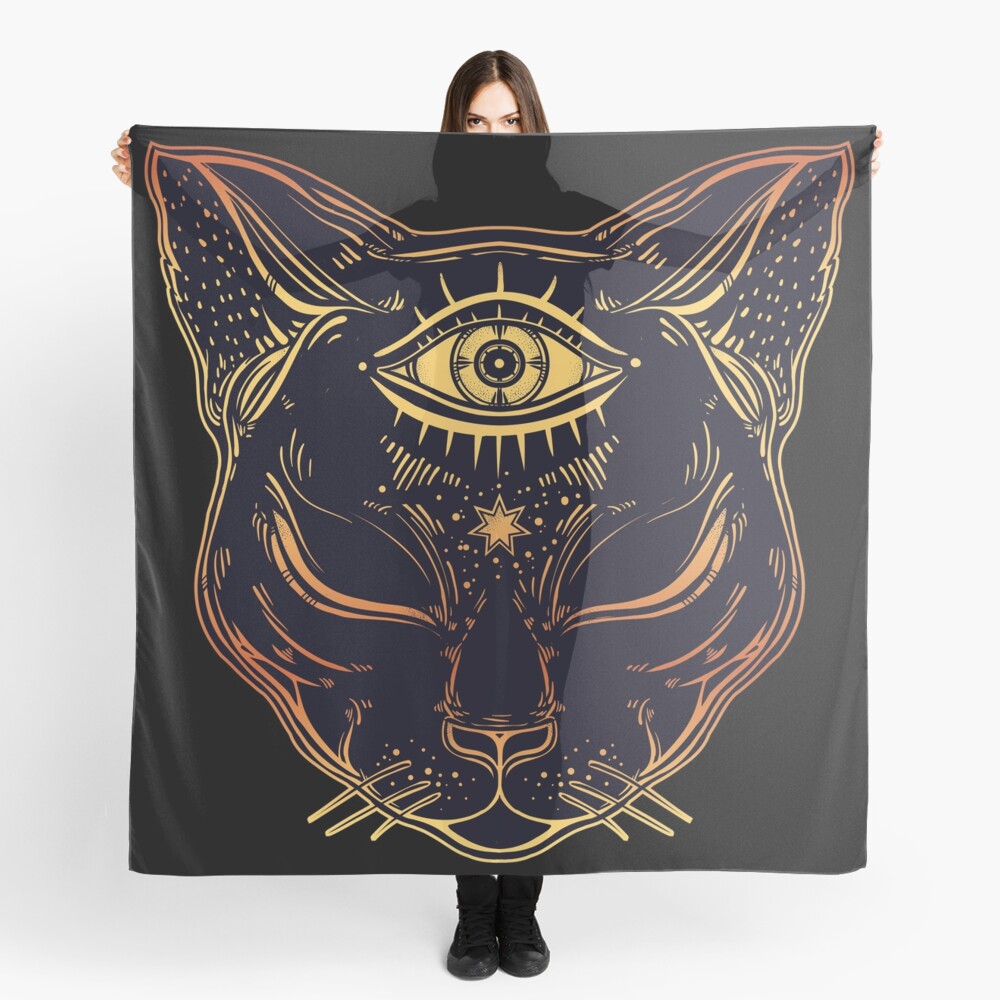 Egyptian Cat with Third Eye Open Scarf