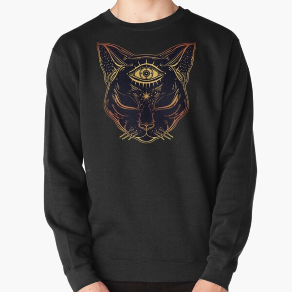 Egyptian Cat with Third Eye Open Pullover Sweatshirt