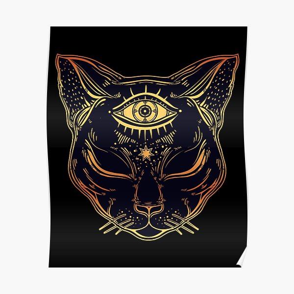 Egyptian Cat with Third Eye Open Poster