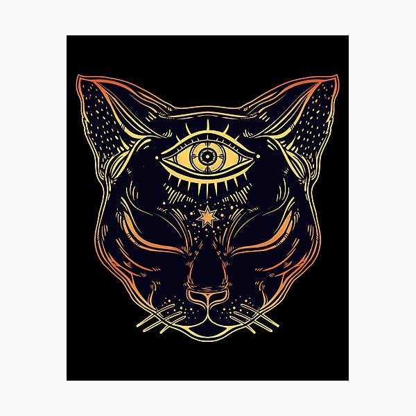 Egyptian Cat with Third Eye Open Photographic Print