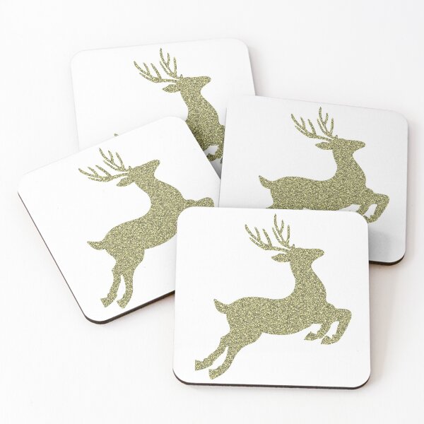 Item preview, Yellow Gold Glitter Flying Reindeer designed and sold by JJRenae.