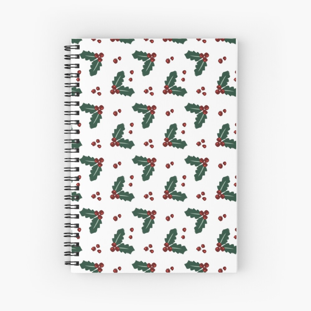 Holly Christmas Pattern Spiral Notebook