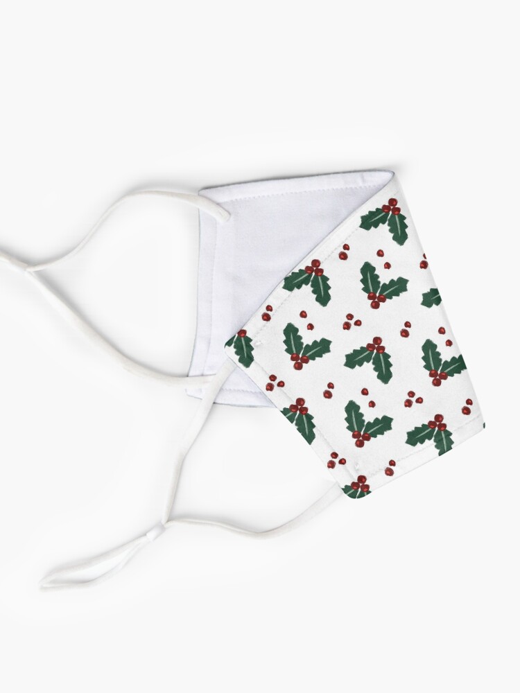 Alternate view of Holly Christmas Pattern Mask