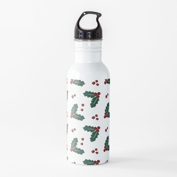 Holly Christmas Pattern Water Bottle