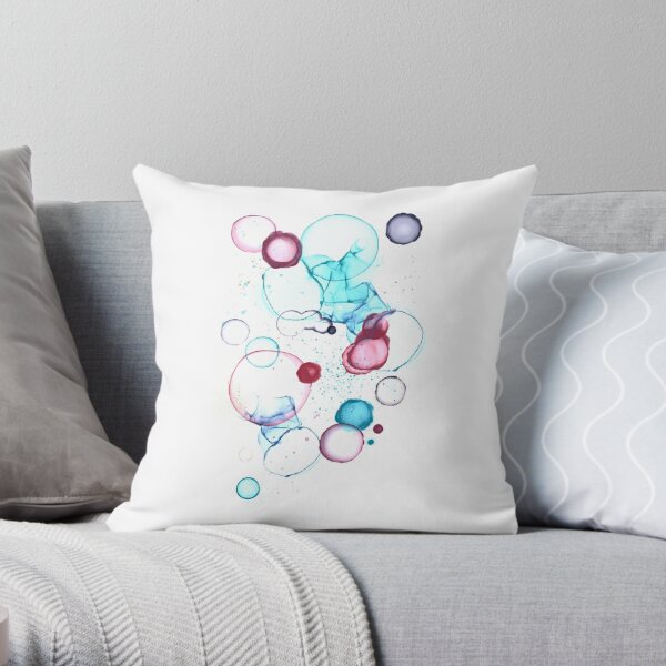 Bright bubbles and Ink Throw Pillow