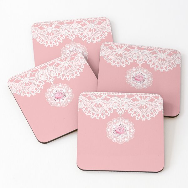Item preview, Vintage Pink Rose White Lace designed and sold by SloganExpress.