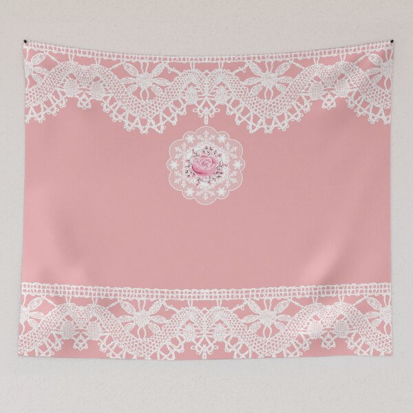 Item preview, Vintage Pink Rose White Lace designed and sold by SloganExpress.