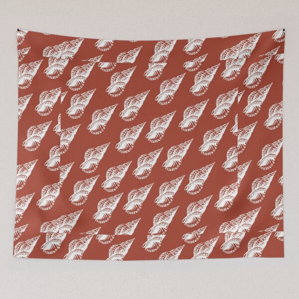 Item preview, tulip shell aloha print pattern dusty orange and white designed and sold by maplunk.