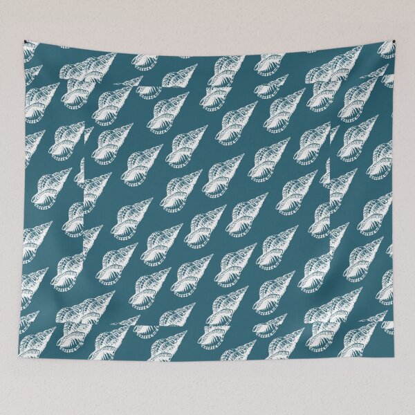 Item preview, tulip shell aloha print pattern blue teal and white designed and sold by maplunk.