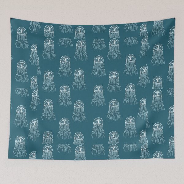 Item preview, jellyfish aloha print pattern hawaii blue teal and white designed and sold by maplunk.