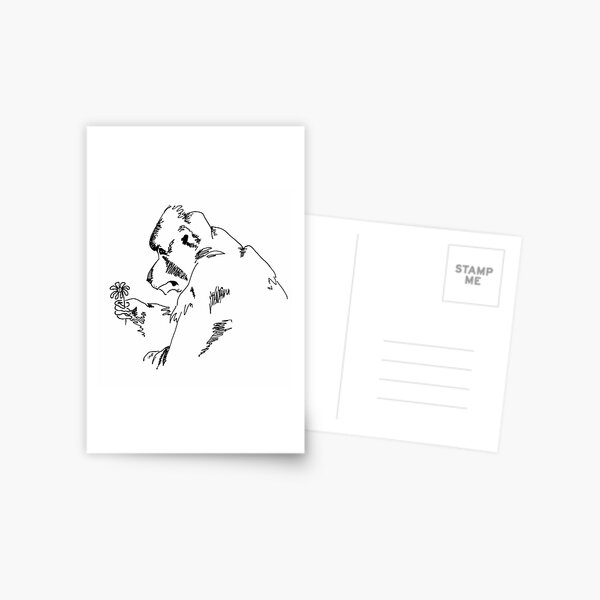 Hamadryas Baboon with Flower Postcard